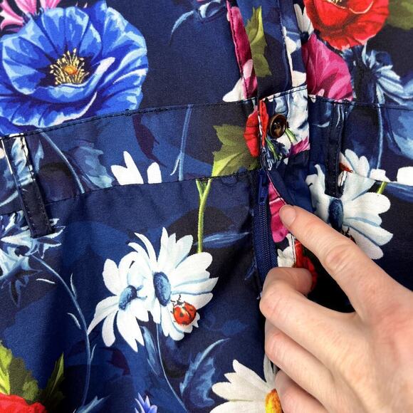 Romper Jack Floral Passion Romper Jumpsuit One Piece Button Front Navy Festival - Picture 4 of 8